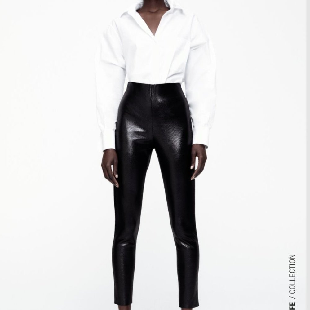 ZARA BONDED LEGGINGS WITH ANIMAL MOTIF EMBOSSING